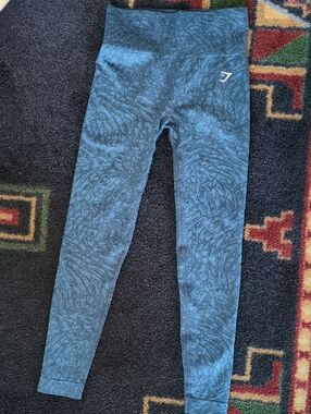 Gymshark Kids Teal Blue Textured High-Waist Leggings